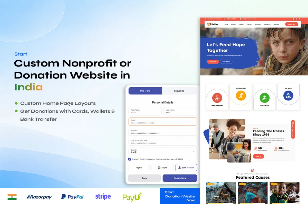 India Donation Website with Razorpay preview