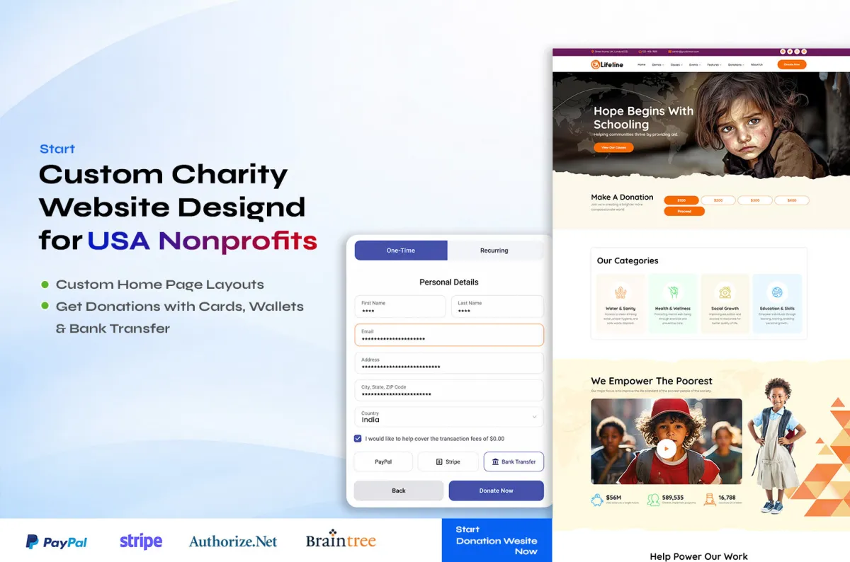 USA Donation Website with iDEAL preview