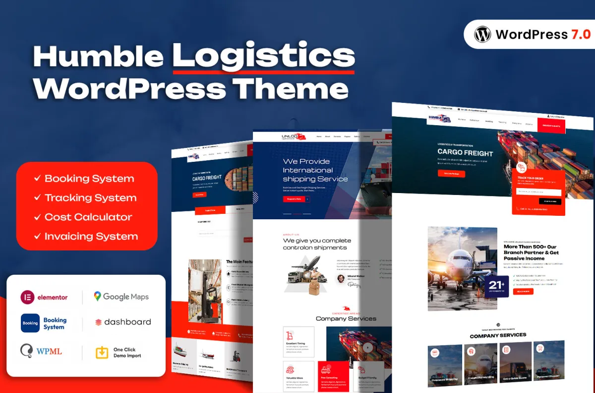 Humble Logistics WordPress Theme preview