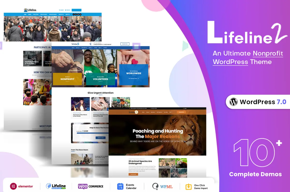 Lifeline2 Charity WordPress Theme preview